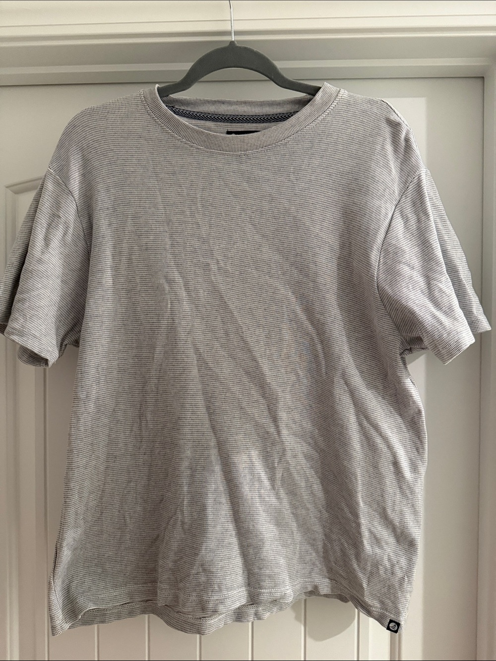 Sperry Light Gray Fine-Striped Short Sleeve Crew Tee